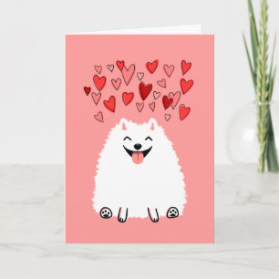 Happy White Pomeranian Valentine Love Holiday Card