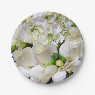 Happy,White Roses_ Paper Plate