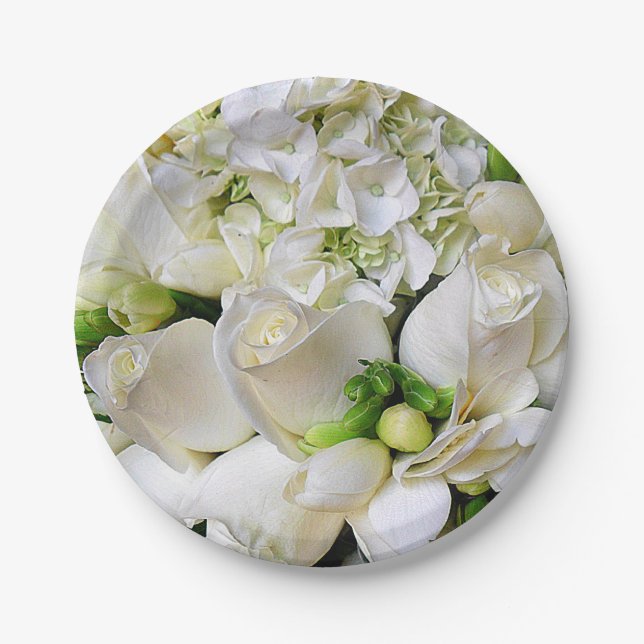 Happy,White Roses_ Paper Plate (Front)