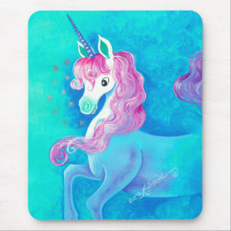 Happy White Unicorn Mouse Pad