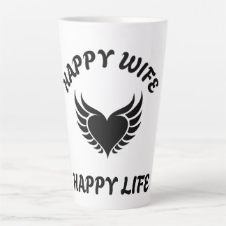 Happy Wife Happy Life Angel Wings Latte Mug