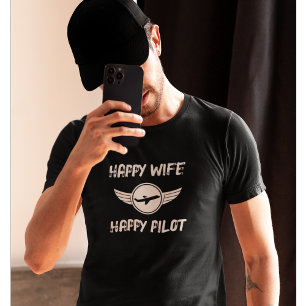 Happy Wife Happy Pilot Funny Wifey Anniversary T-Shirt