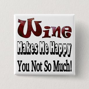 Happy Wine 2 Inch Square Button