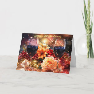 Happy Wine Wedding Anniversary Beautiful Card