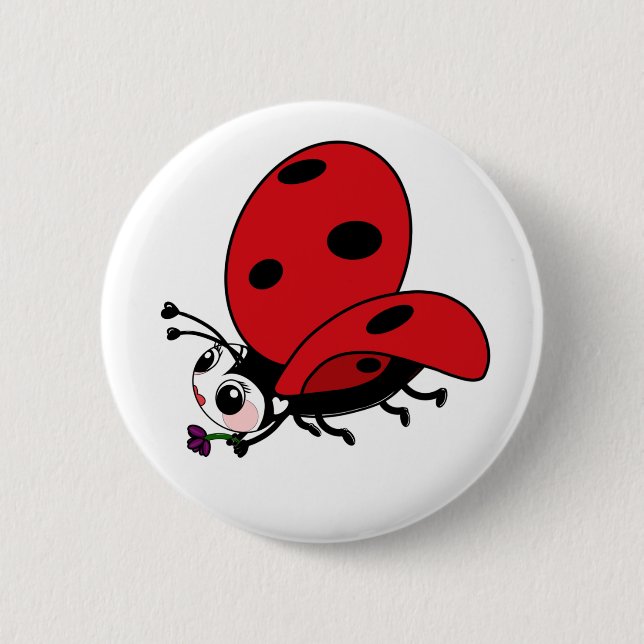 Happy Wings Ladybug 2 Inch Round Button (Front)