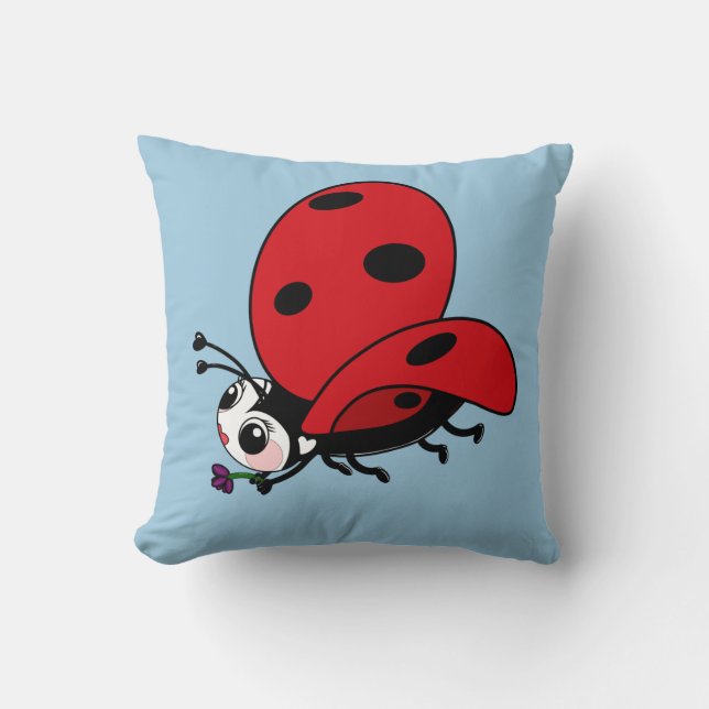 Happy Wings Ladybug  Throw Pillow (Front)