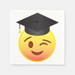 Happy Winking Emoji Face Graduation Party Napkins