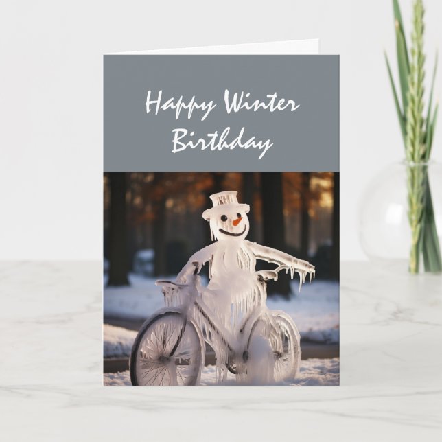 Happy Winter Birthday Humour Funny Snowman Card (Front)