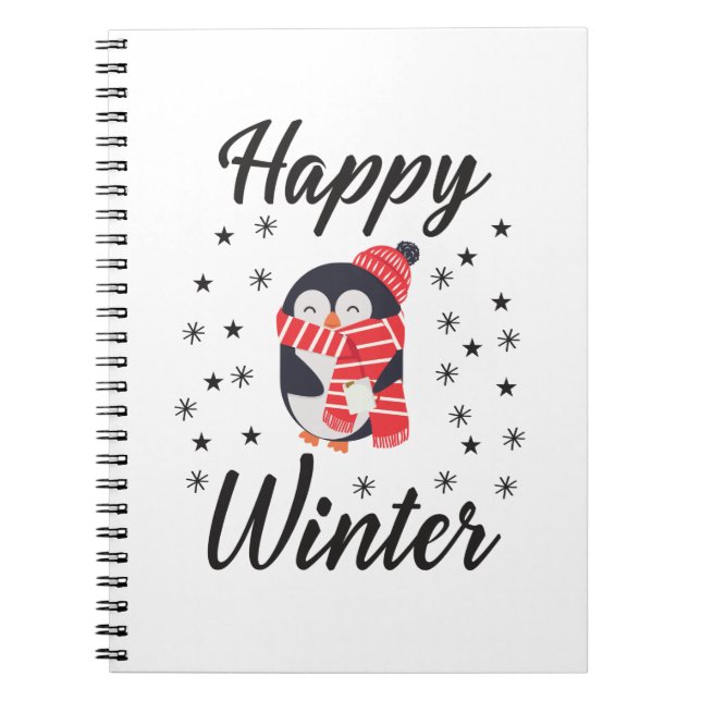 Happy Winter, Cute Penguin Notebook (Front)