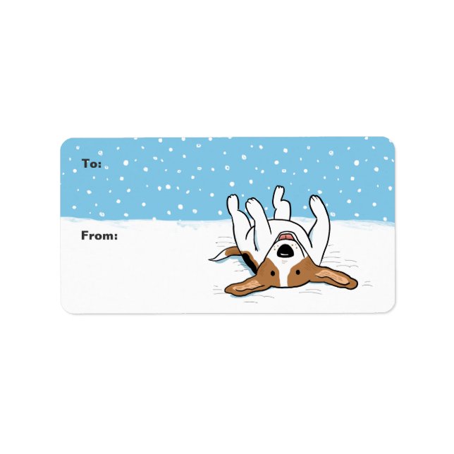 Happy Winter Snow Beagle Christmas Holiday Labels (Front)