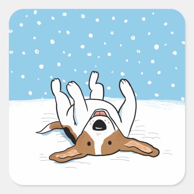 Happy Winter Snow Beagle - Cute Cartoon Dog Square Sticker (Front)