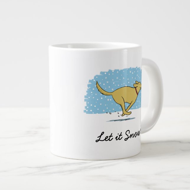 Happy Winter Snow Dog Holiday | Let it Snow Custom Large Coffee Mug (Front Right)