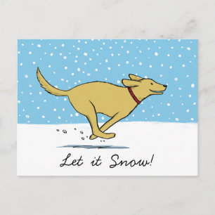 Happy Winter Snow Dog Holiday - Yellow Lab Postcard