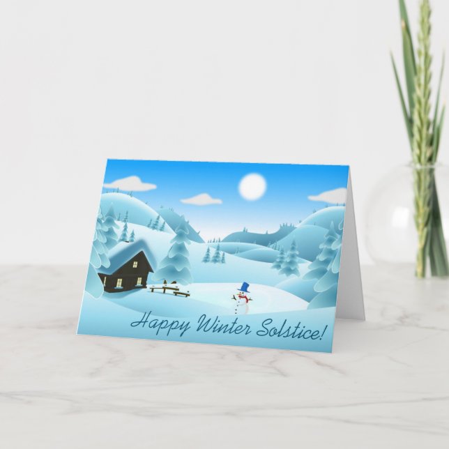 Happy Winter Solstice! Snowman Holiday Card (Front)