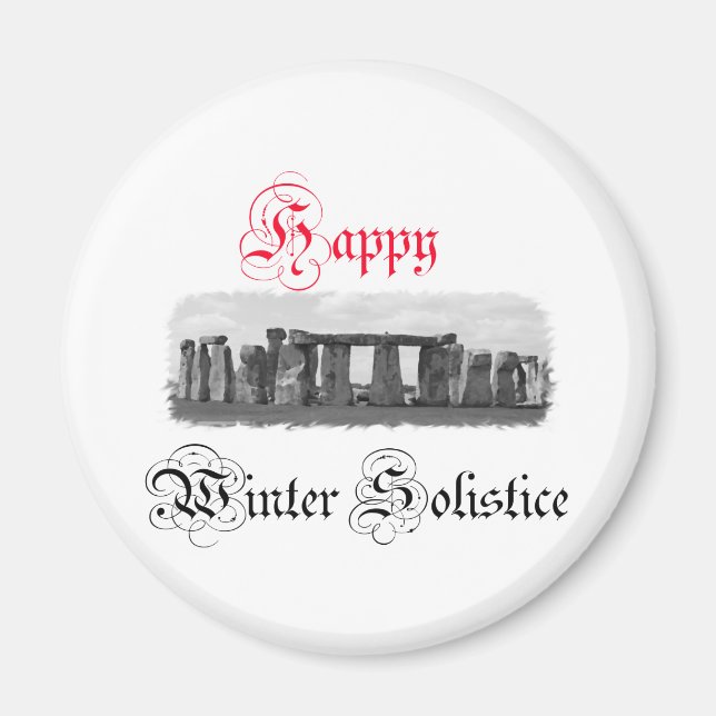 Happy Winter Solstice Stonehenge Magnet (Front)