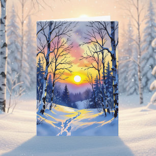 Happy Winter Solstice   Sun Setting at Dusk Card