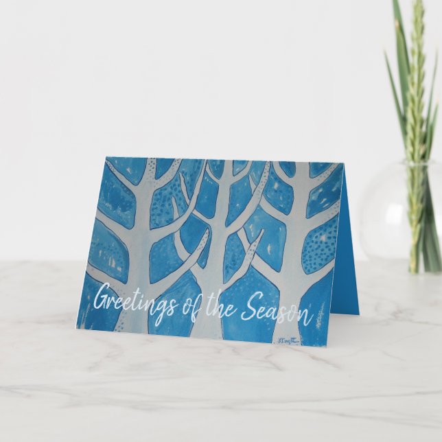 Happy Winter Trees Holiday Card (Front)