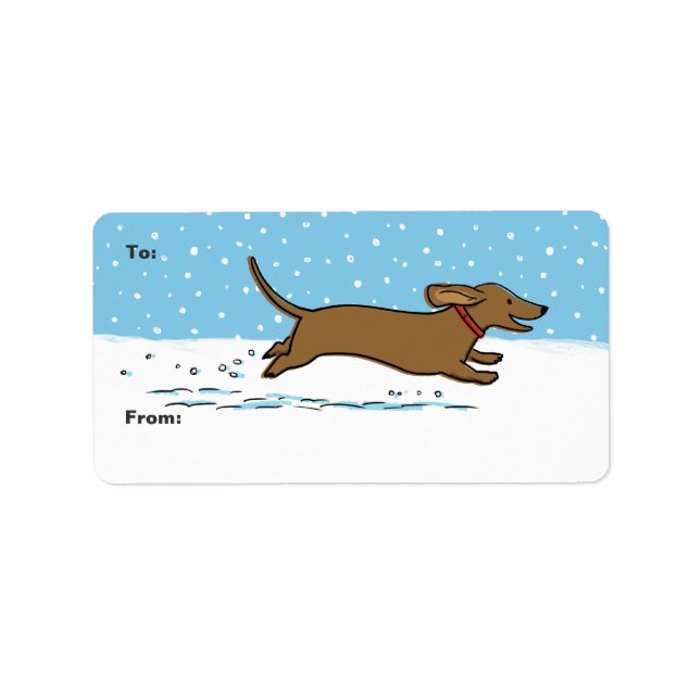 Happy Winter Wiener Dog - Dachshund Holiday Label (Front)