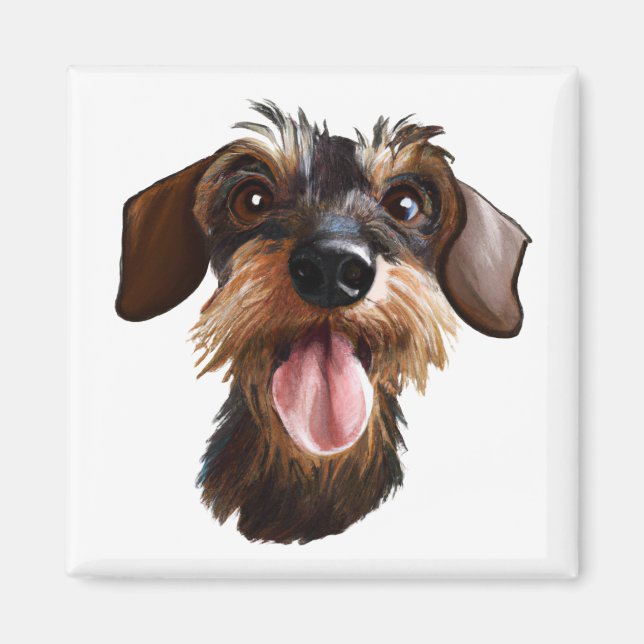Happy Wirehaired Dachshund Magnet (Front)