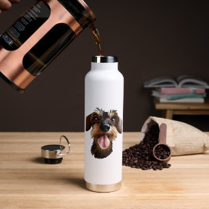 Happy Wirehaired Dachshund Water Bottle