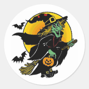 Happy Witch Classic Round Sticker