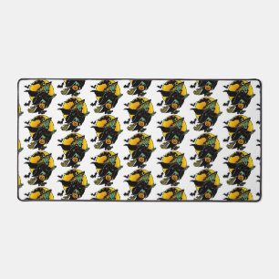 Happy Witch Green Face Halloween Pattern Desk Mat