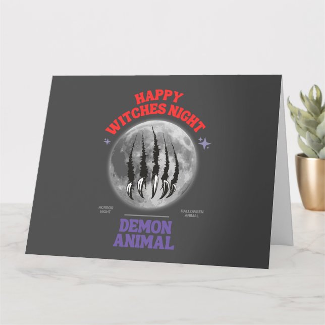 happy witches night demon animal card (Small Plant)