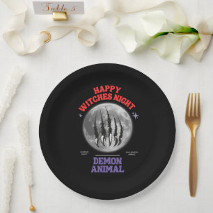 happy witches night demon animal paper plate