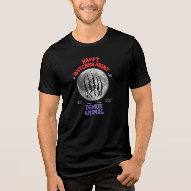 happy witches night demon animal Tri-Blend shirt (Front)