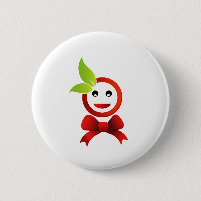 Happy with green leaves 2 inch round button (Front)