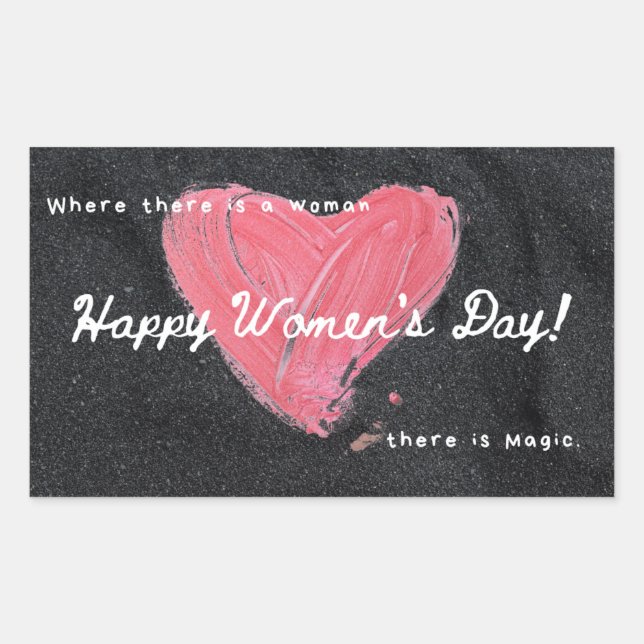 Happy women's day black sticker (Front)