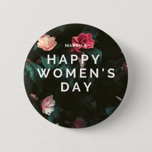 Happy women's day floral 2 inch round button