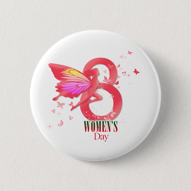 happy womens day march 2 inch round button (Front)