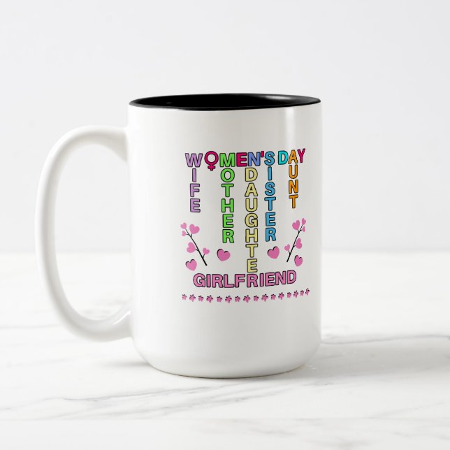 Happy Women's Day Two-Tone Coffee Mug (Left)