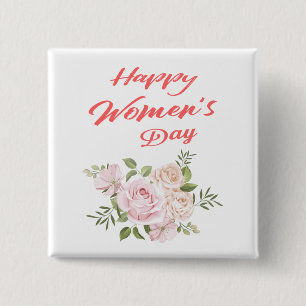 happy women's day white square 2 inch square button
