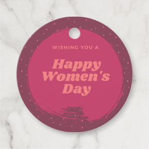 Happy women's day wishes red favour tags