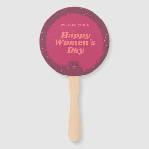 Happy women's day wishes red hand fan