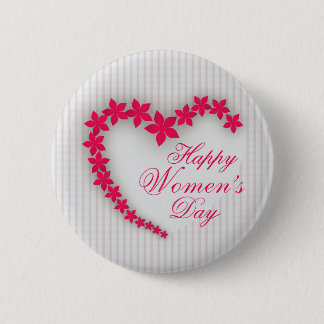 Happy women's day with flower heart 2 inch round button