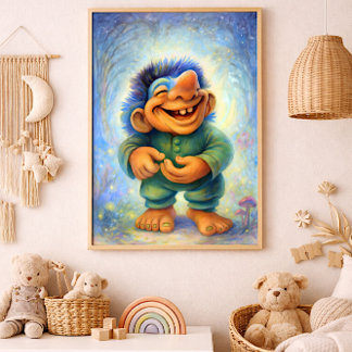 Happy Woodland Troll Boy Cozy Fairytale  Photo Print