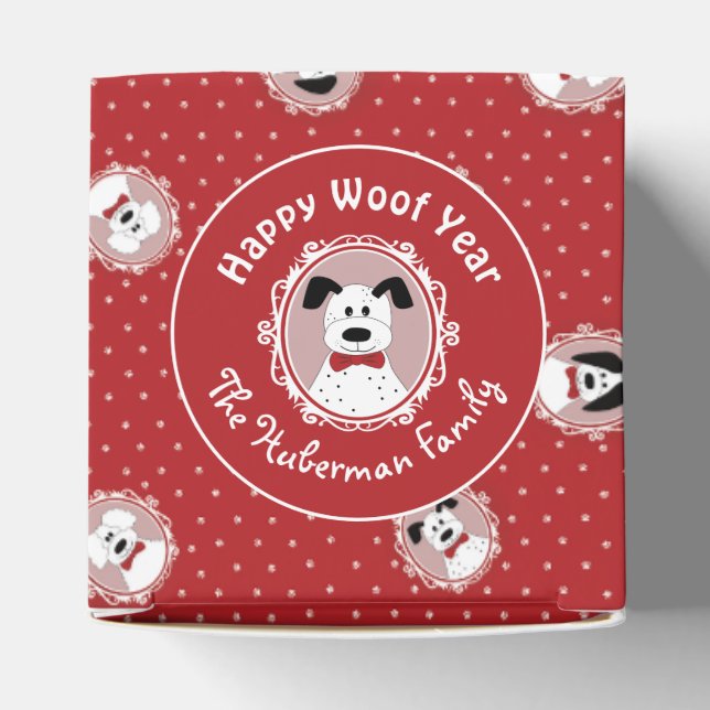 Happy Woof Year' Dalmatian Christmas Favor Box (Top)