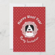 "Happy Woof Year" New Year's Eve Party Invitation