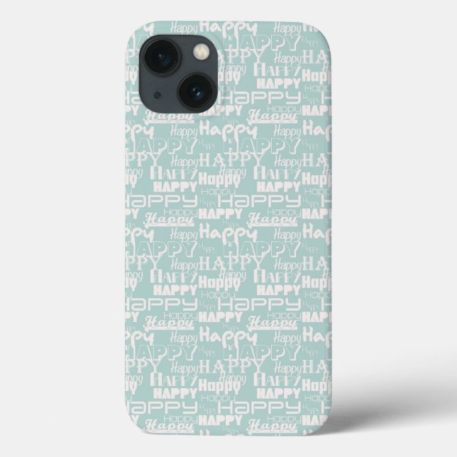 Happy Words Blue Case-Mate iPhone Case (Back)
