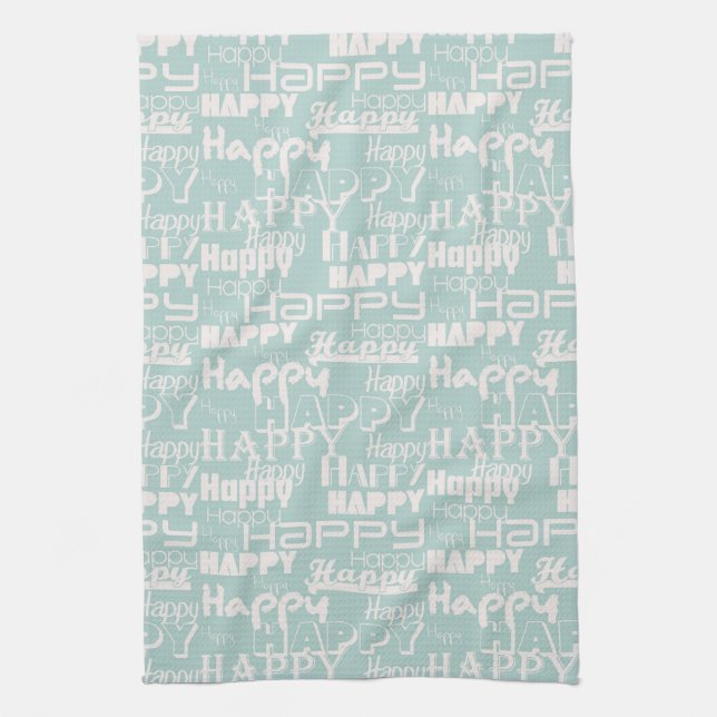 Happy Words Blue Kitchen Towel (Vertical)