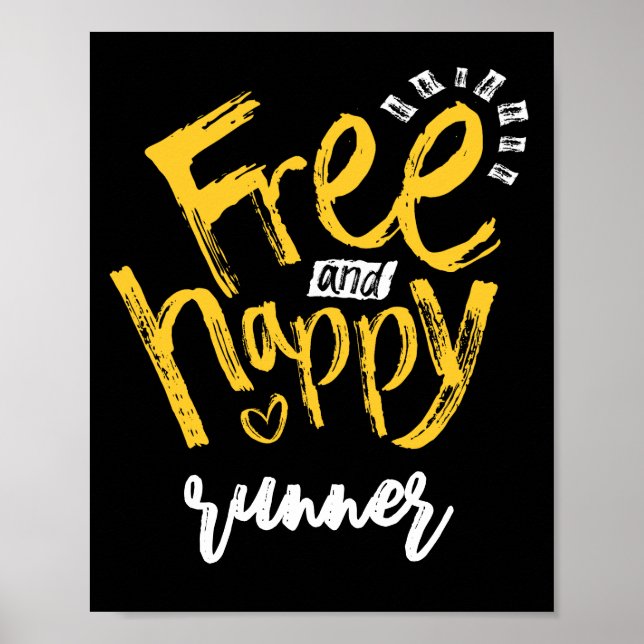 Happy Words With Yellow On Black Typography  Poster (Front)