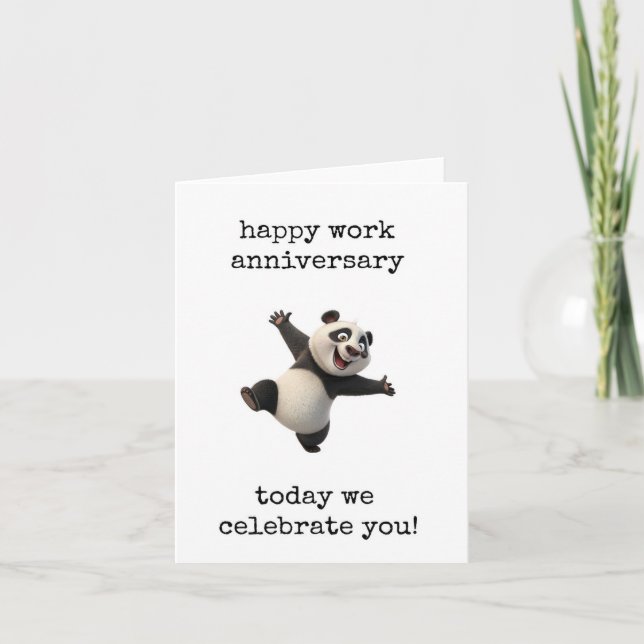 Happy Work Anniversary, Celebrate You, Panda Bear Card (Front)
