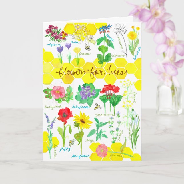 Happy World Honey Bee Day Flowers For Bees Card (Orchid)