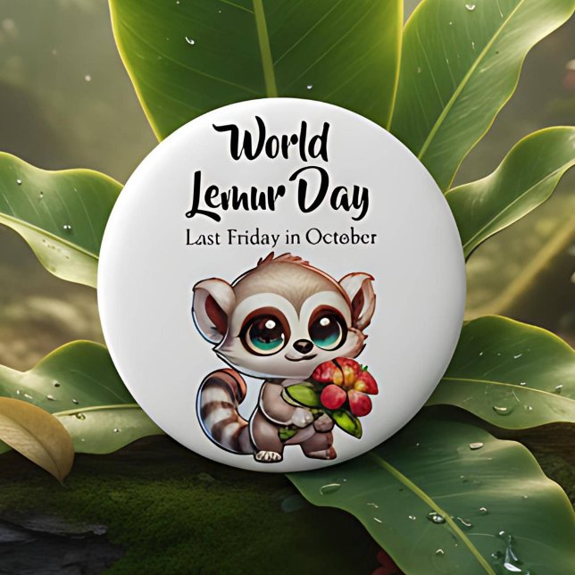 Happy World Lemurs Day | Last Friday in October 2 Inch Round Button (Creator Uploaded)