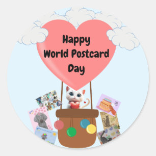 Happy World Postcard Day Chat dans Stickers Balloo