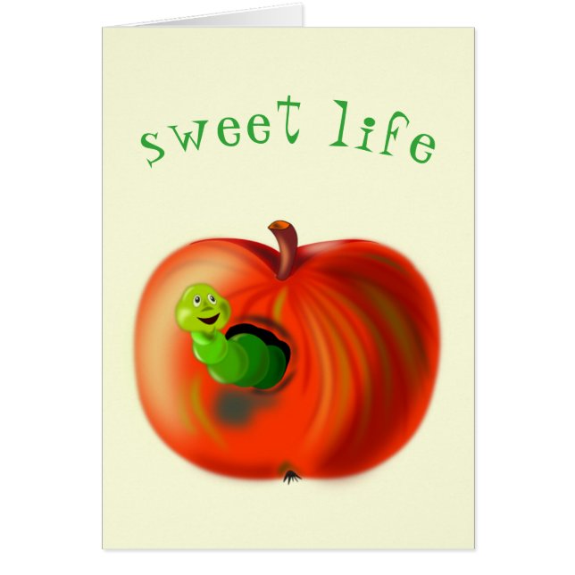 Happy Worm En Rouge Pomme Sweet Life Card Fun (Devant)