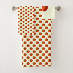 Happy Worm In Red Apple Bath Towel Set Cartoon